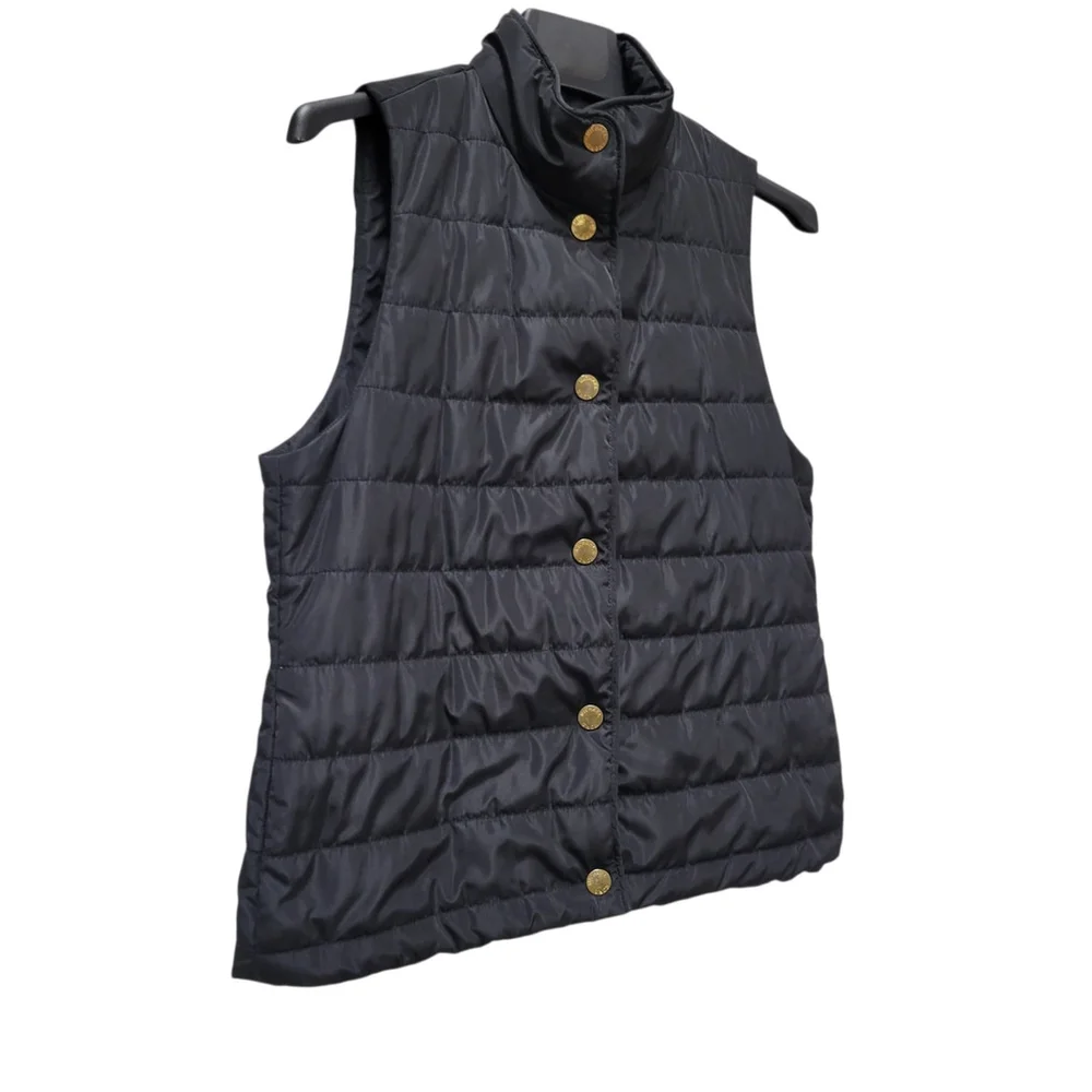 Michael Kors Women’s Black Puffer Gold Plated Nylon Vest Size Small